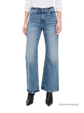 High Rise Loose Bootcut Jeans 100% Cotton Medium Weight Denim